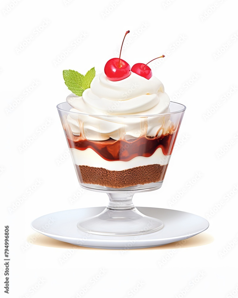 illustration of a parfait with whipped cream and cherries illustration of a parfait with whipped cream and cherries