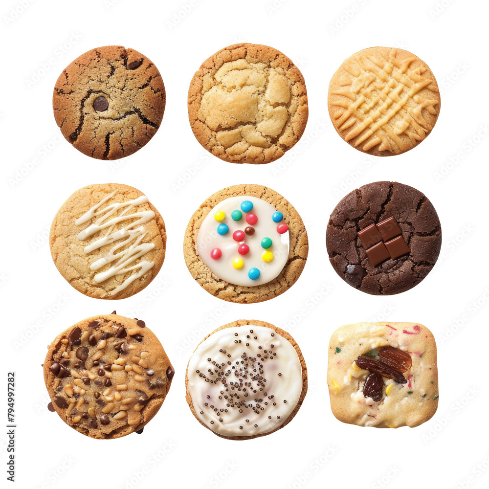 A cookie set against a transparent background