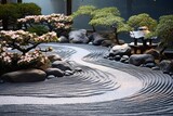 Zen Garden Gradient Tranquility: Flowing Water Shades Infusion