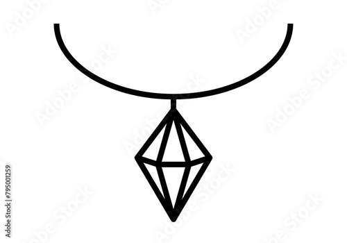 Icono negro de collar con diamante. 