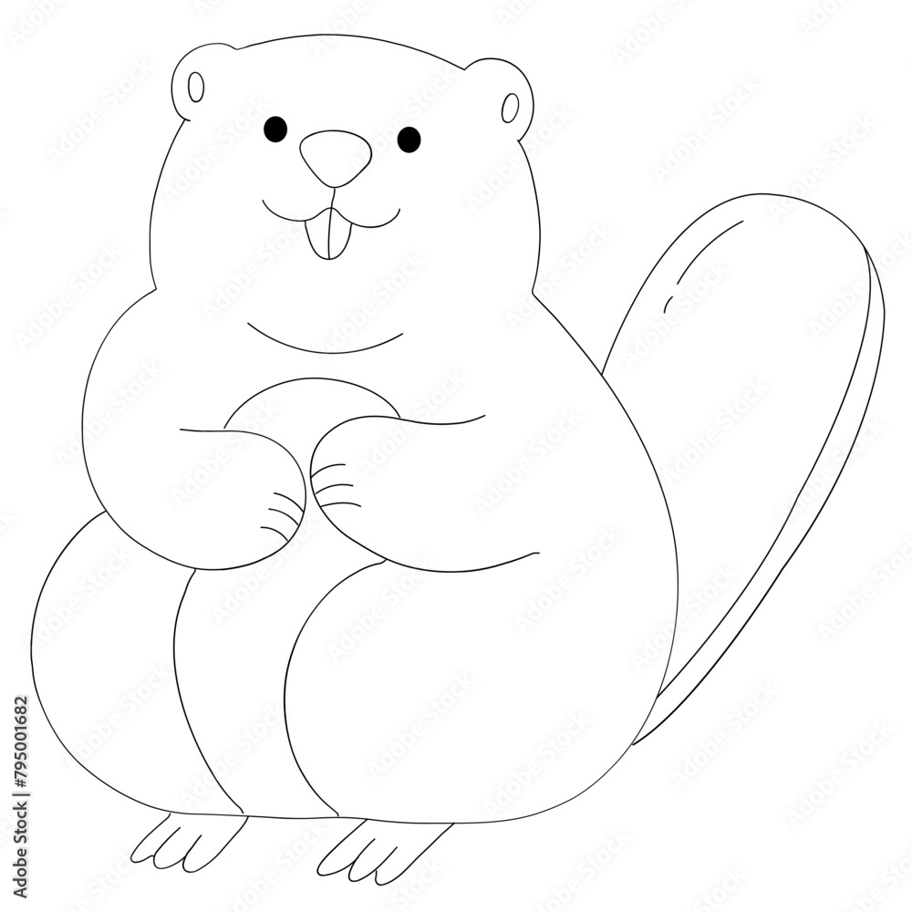 Beaver hand drawn vector illustration in line stroke design Beaver hand drawn vector illustration in line stroke design