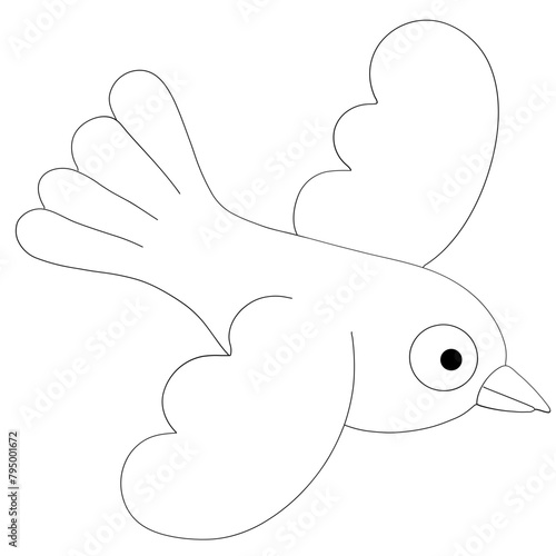 Bird hand drawn vector illustration in line stroke design