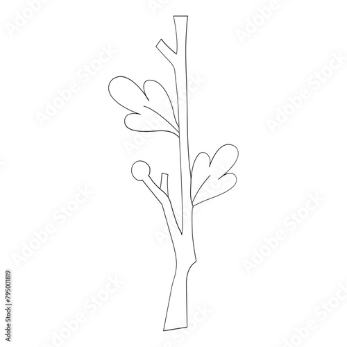 Tree branch hand drawn vector illustration in line stroke design