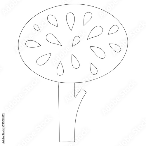 Tree hand drawn vector illustration in line stroke design