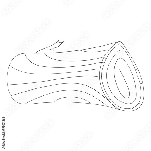 Wood log hand drawn vector illustration in line stroke design