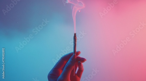 a hand holding a cigarette with smoke coming out of it