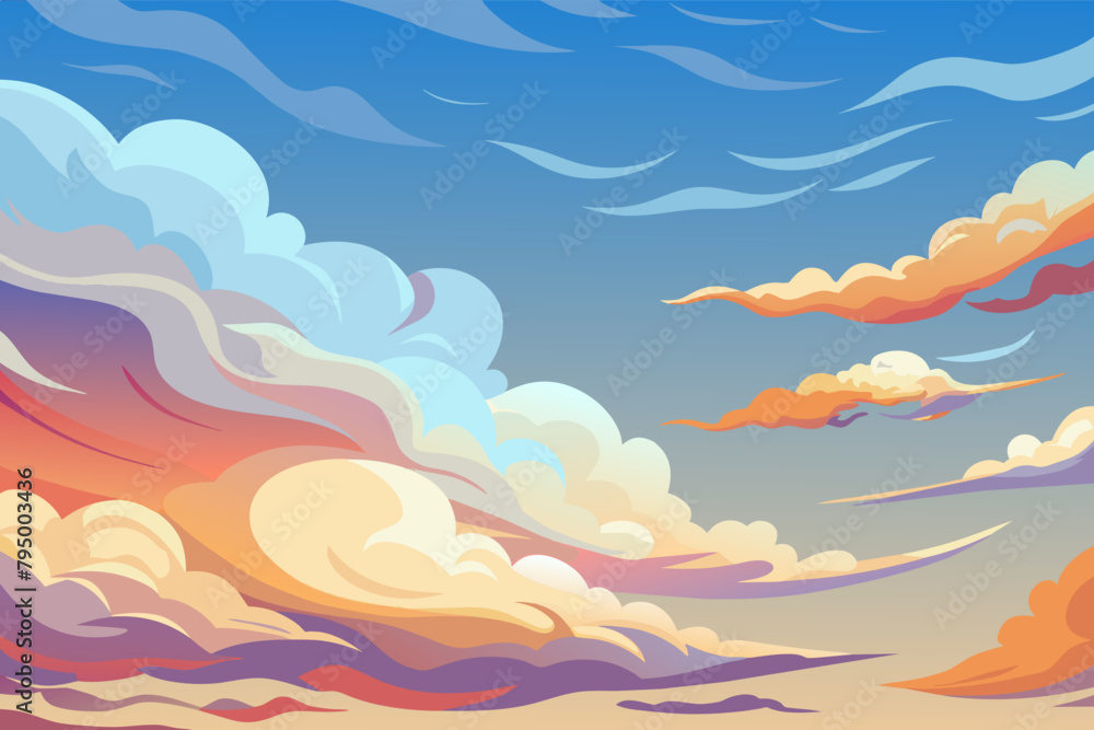 Whispy clouds in a watercolor sky Whispy clouds in a watercolor sky