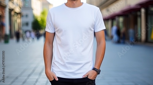 Urban Style: Blank White T-shirt on Streetwise Model