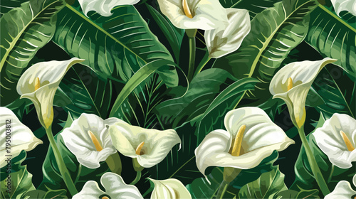 Seamless pattern Exotic wallpaper of tropical flowers