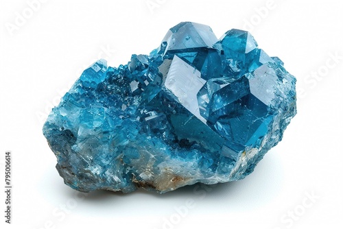 Blue Apatite, gemstone, isolated on white photo