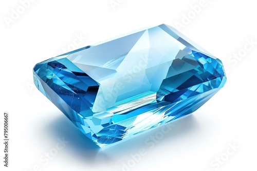 Blue Topaz, gemstone, isolated on white photo