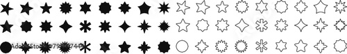 Stars collection. Star vector icons. Black set of Stars  isolated on transparent background. Star icon. Stars in modern simple flat and line style. Vector