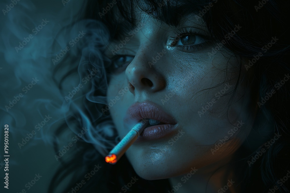 Fototapeta premium A moody and atmospheric image of smoke veil against a dimly lit dark background