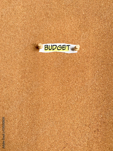 Budget notice with copy space background. Stock photo.