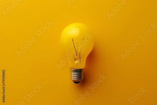 a light bulb on a yellow background photo