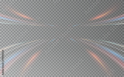 This is a modern abstract high-speed motion effect png. It is also a futuristic dynamic motion technology. It can be used as a banner or poster design background idea. Fast speed lines. 