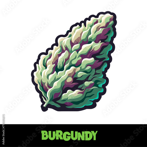 Vector Illustrated Burgundy Cannabis Bud Strain Cartoon (ID: 795011675)