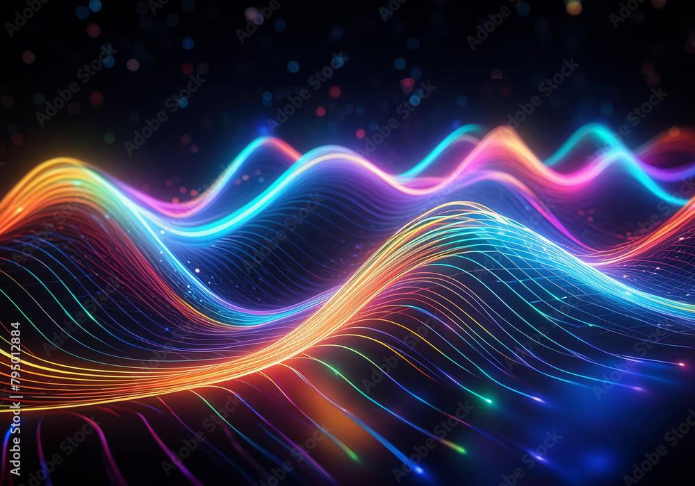 colorful wavy neon lights