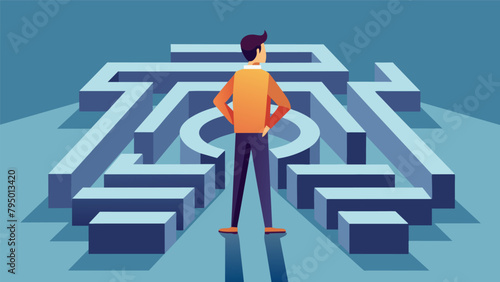 A freelancer standing in front of a maze representing the complexities of managing irregular income and the importance of having a clear