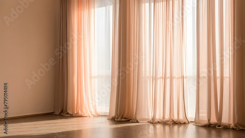 window with pink curtains AI generated