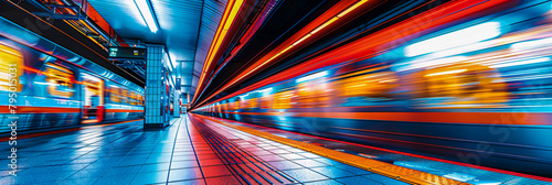 Speeding Through a Modern City Tunnel, The Rush of Urban Transportation photo