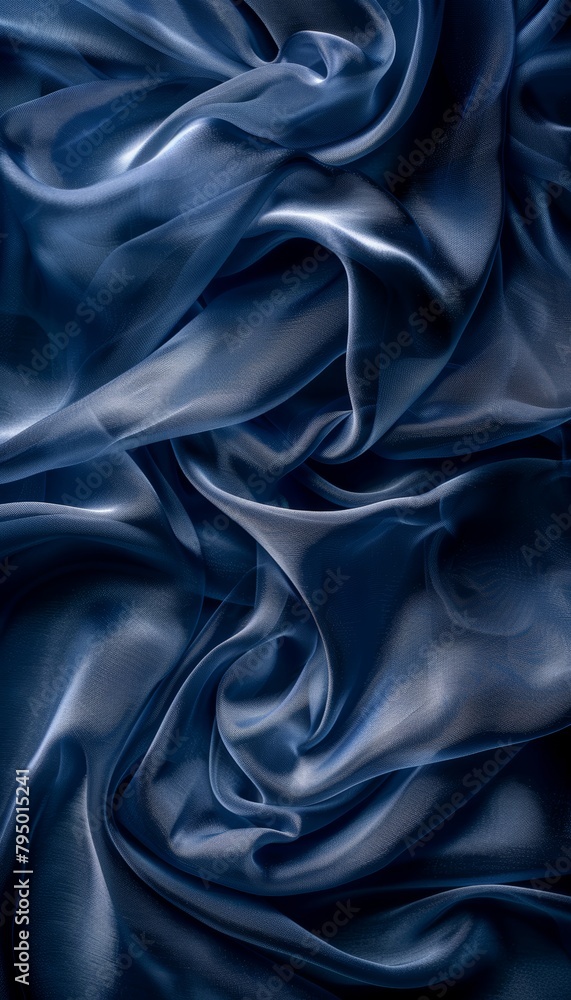 Obraz premium Tranquil blue silk waves create calming abstract background with ample space for text placement
