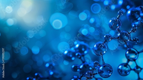 a close up of a blue molecule photo
