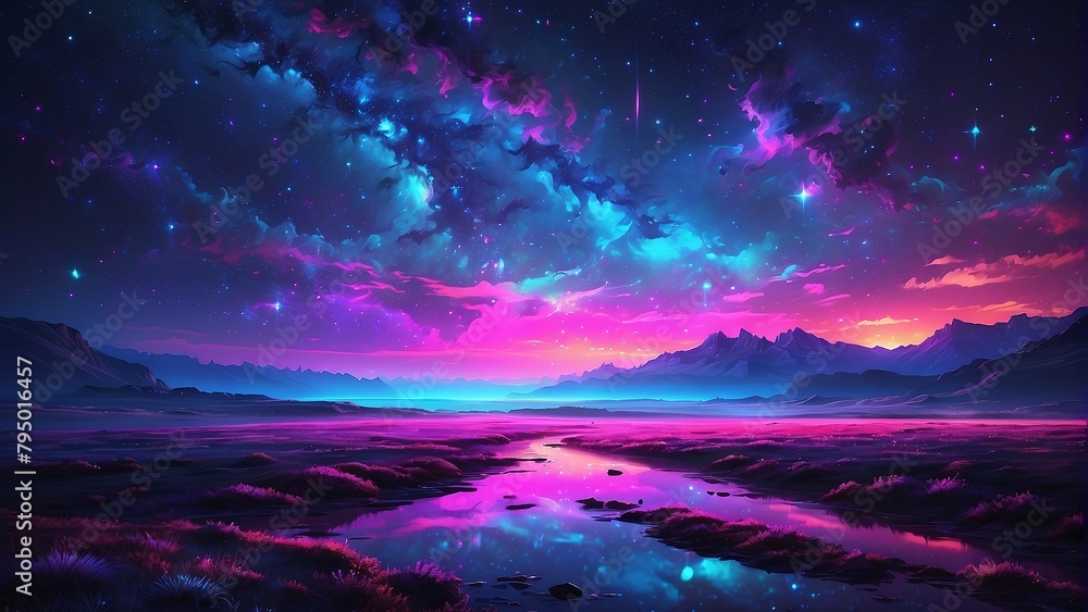Fototapeta premium sky with stars and clouds