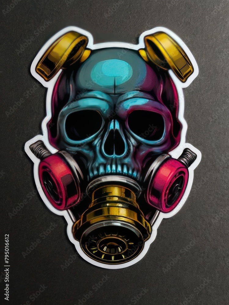 illustration of skull and gas mask illustration of skull and gas mask