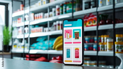 Online Shopping sports nutrition List and Mobile App Marketplace Mock up Screen Banner for Advertising ux ui photo