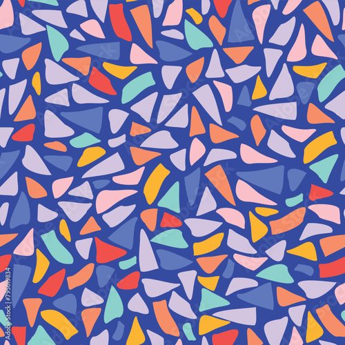 Colorful Triangles 
Decorative seamless pattern. Repeating background. Tileable wallpaper print.