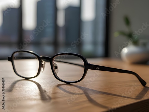 책상 위 안경 클로즈업