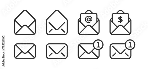 Mail icon. Message vector. Envelope with money, letter. Email communication. Business newsletter.