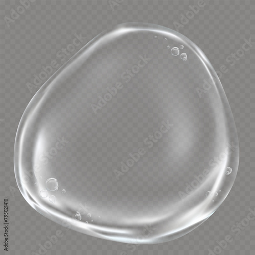 Water Droplets or Clear Gel Drop with air bubbles,Isolated Makeup Primer,Collagen Transparent Glycerin gel Anti Aging Hydro Serum.Vector Cosmetic product for skin care,Acid Moisturizer,Lotion essence