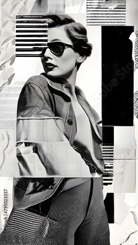 a whimsically modern and antiquated fusion collage where monochrome archival images are juxtaposed with vibrant colors