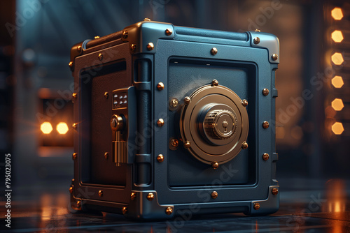 Safe with combination lock 3D creative, illustration photo