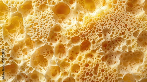 Close up image of a sponge with a yellow texture against a backdrop photo