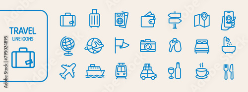 Set of icons about travel, hotels, etc.