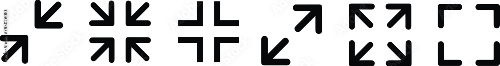 Vetor de Maximize and minimize screen buttons icon set. Full screen ...