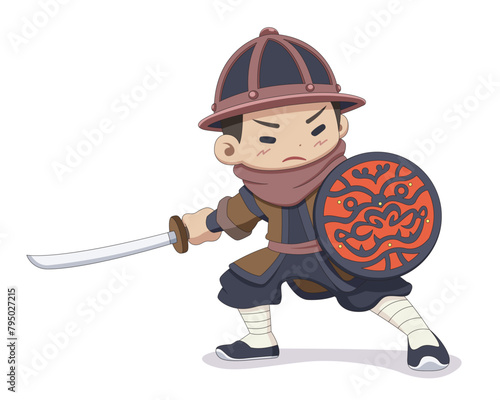 Cute style Chinese Ming dynasty soldier illustration
