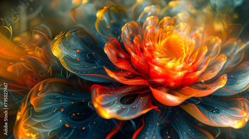 Flower and Nature-Inspired Fractal Design, Combining Art and Botany in a Colorful Abstract Pattern