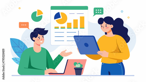 A woman teaching her partner how to create a budget and track their expenses using a spreadsheet.
