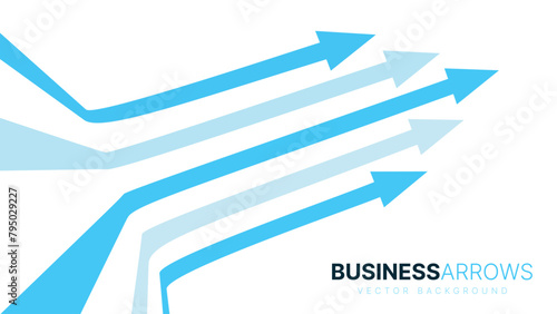 Five Blue Arrows Moving Up. Abstract Financial Chart with Uptrend Line Arrows Graph Go Up. Growth Business Revenue Invest Concept. Vector Illustration.