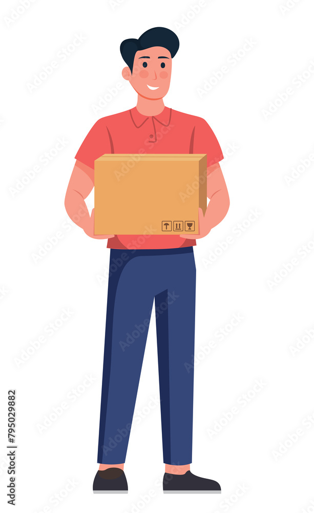 delivery man holding delivery box