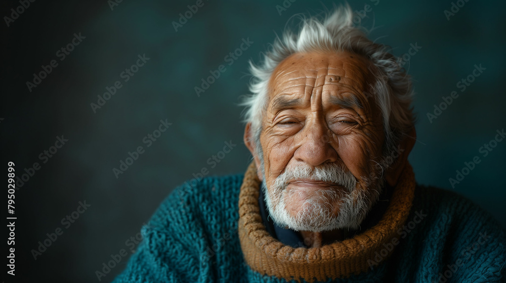 Elderly hispanic man with scarf. Generative AI Elderly hispanic man with scarf. Generative AI