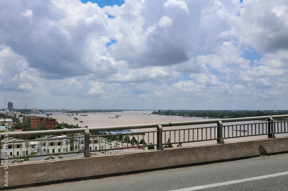mekong river landscape from a bridge