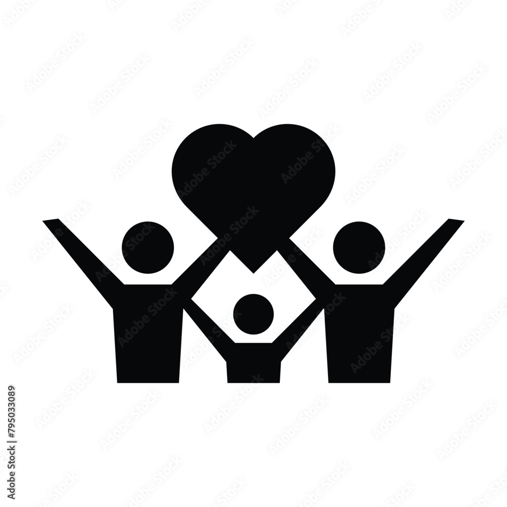 Community icon, people with heart symbol for charity, love, unity and harmony society in a glyph pictogram illustration Community icon, people with heart symbol for charity, love, unity and harmony society in a glyph pictogram illustration