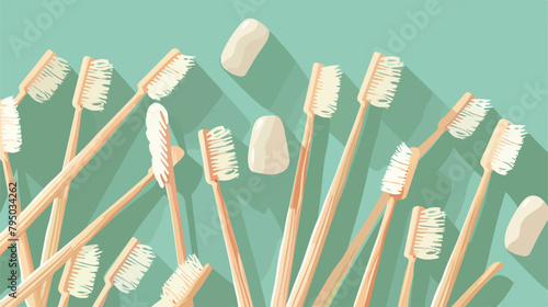 Floss toothpicks on green background Vector illustration photo