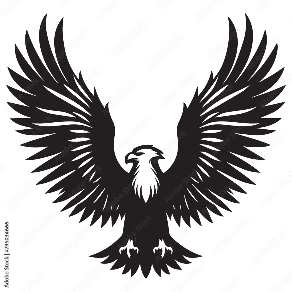 Bald Eagle Black and White silhouette Vector Template