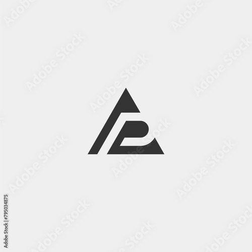 Free Download AP monogram logo. A and P monogram logo. Letter P inside triangle logo - black and white. - GFXLoad
